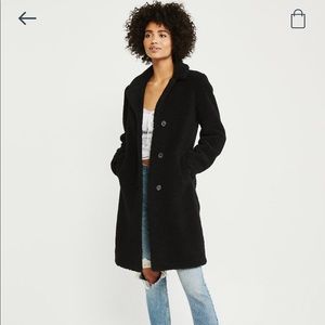 Abercrombie & Fitch Dad Sherpa Coat - Black